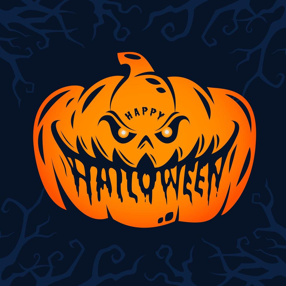 feliz diseño de cabeza de calabaza de halloween vector