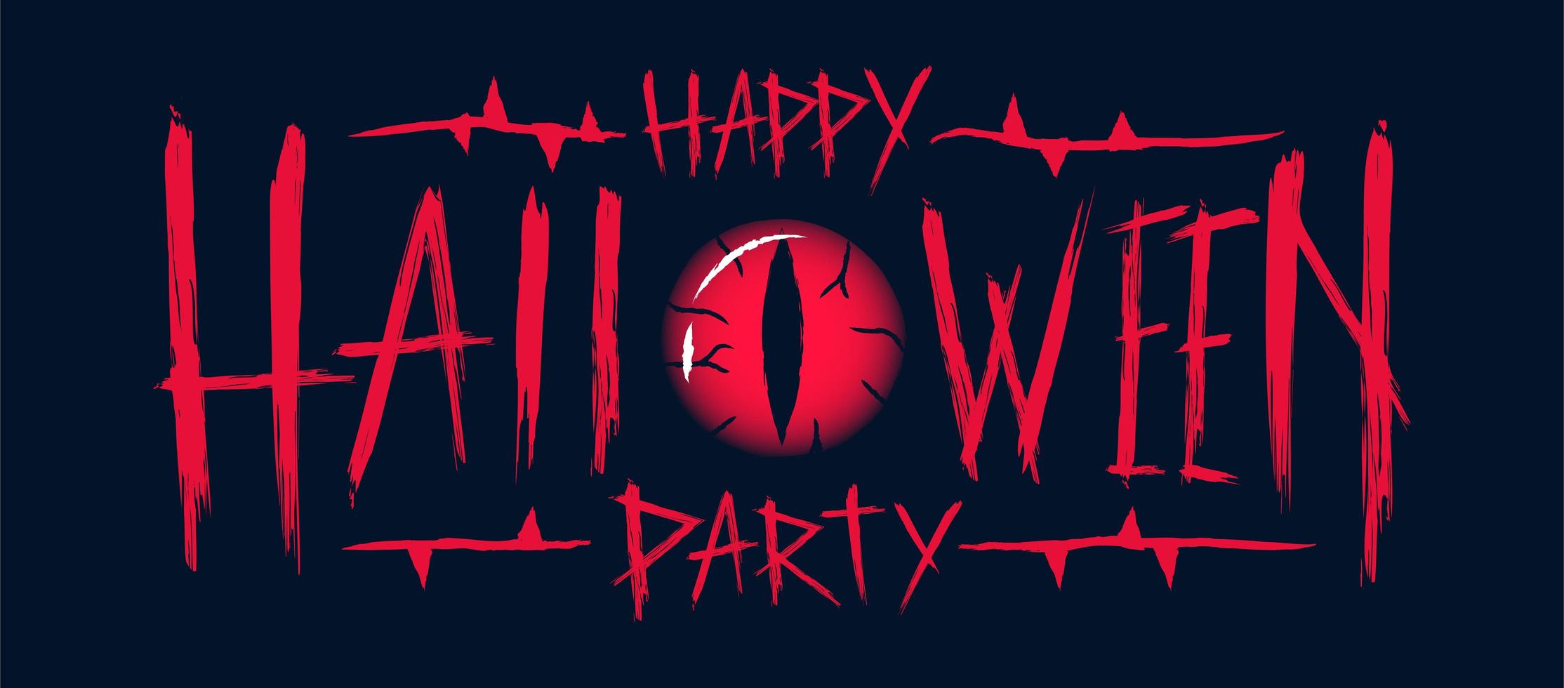 Happy Halloween Party text design with evil eye vector