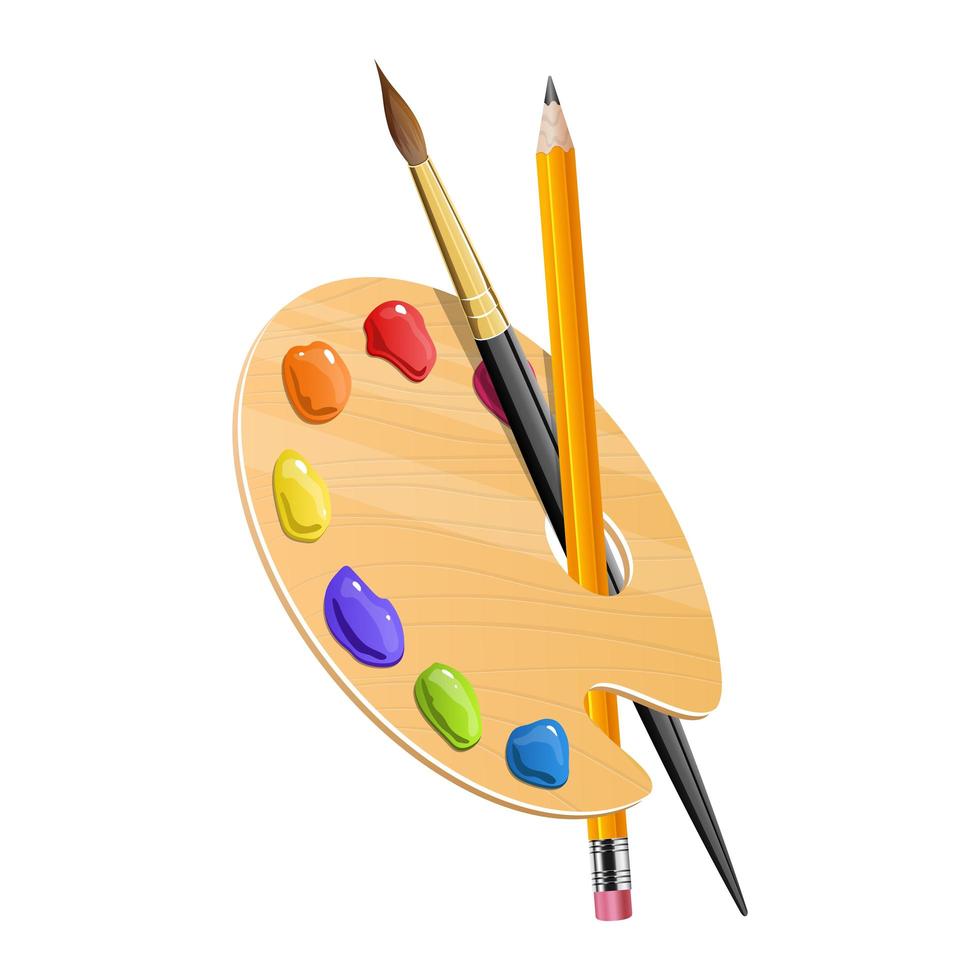 Paint palette board with brush art Royalty Free Vector Image