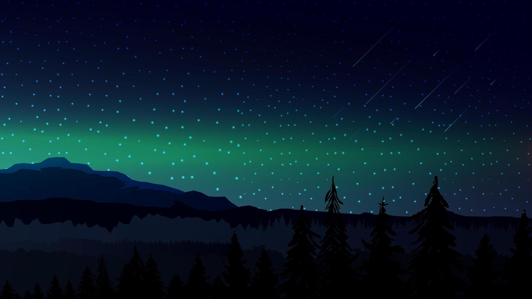 Night dark landscape with mountains on the horizon vector