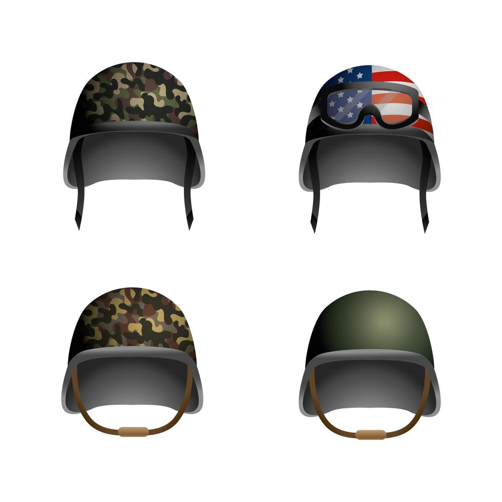 Set of military helmets vector