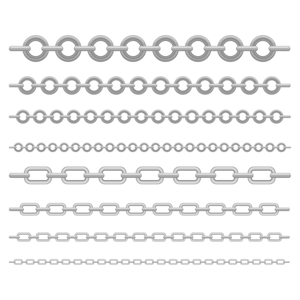 Set of metallic chains  vector