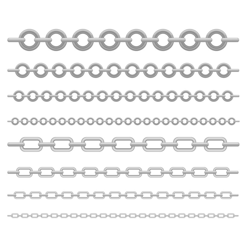 Set of metallic chains  vector