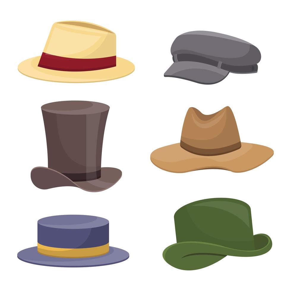 Set of old retro man hat isolated on white background 1268442 Vector Art at  Vecteezy