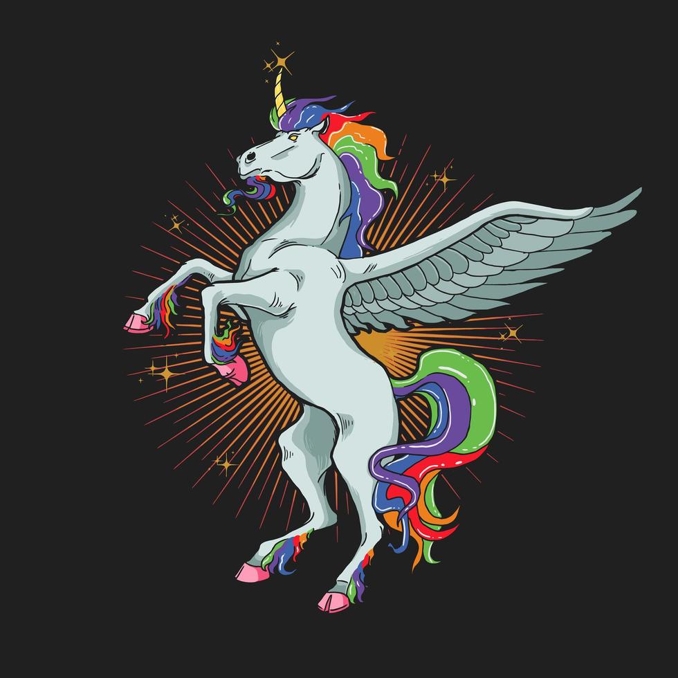 Magic unicorn rearing vector