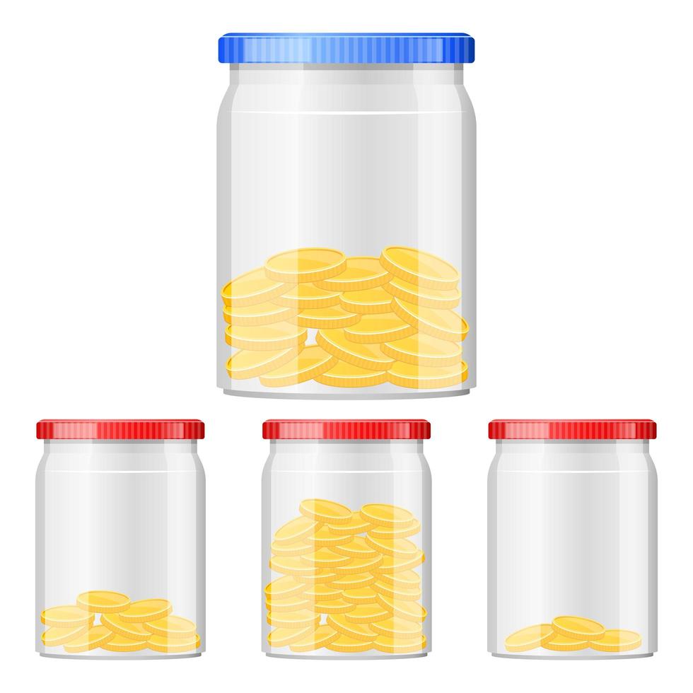 Glass jar with coins  vector