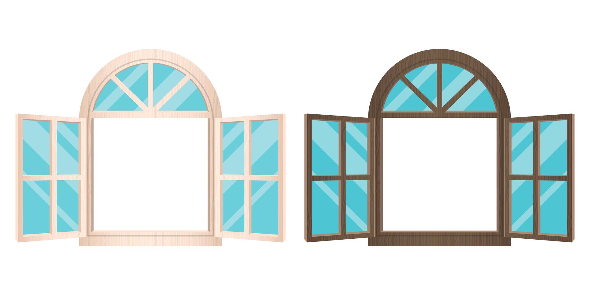 Opened wooden windows  vector