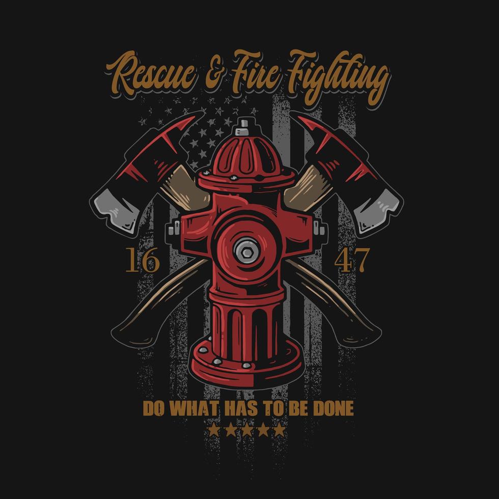 Rescue and fire fighting with letterings vector