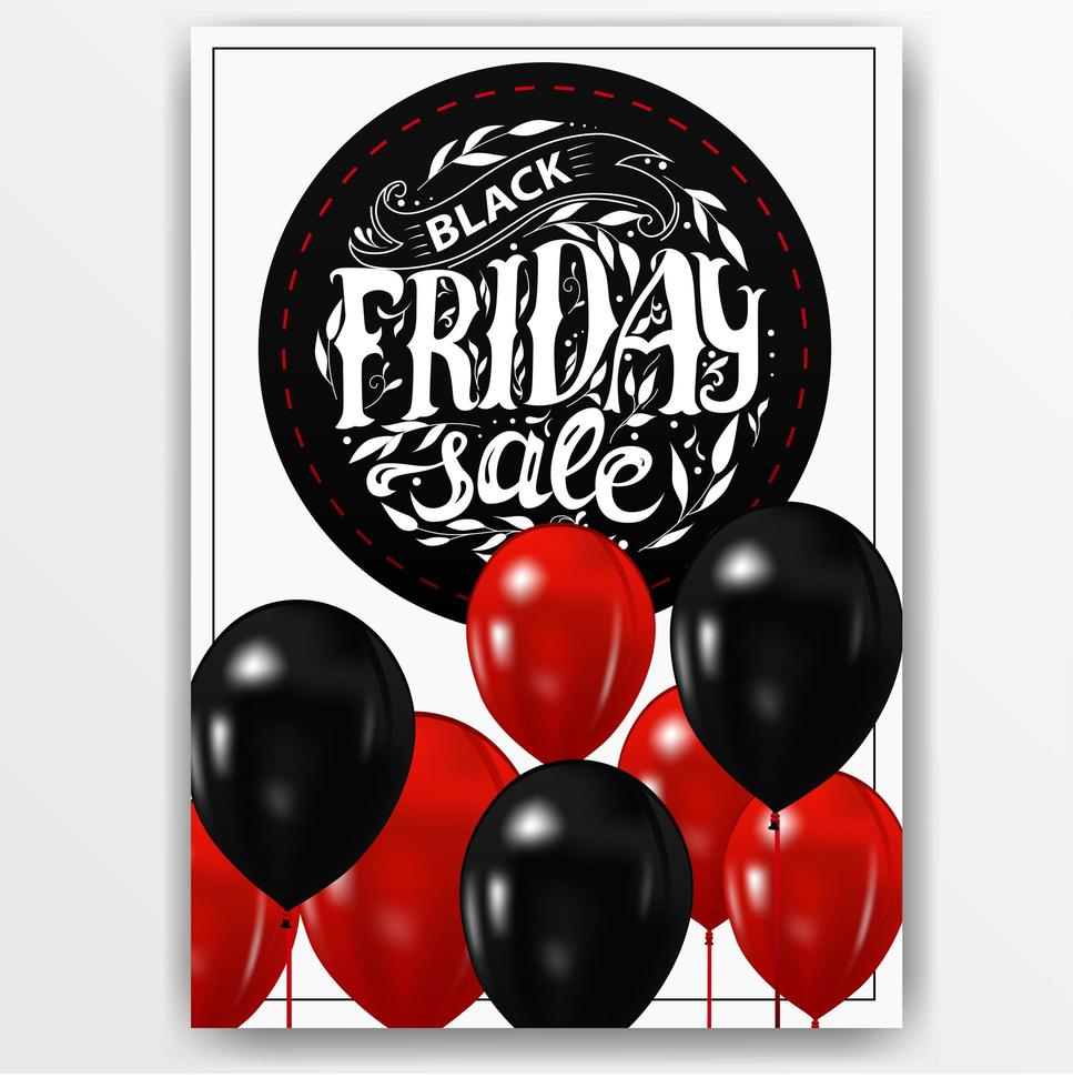 Black Friday Vertical Sign with Balloons vector