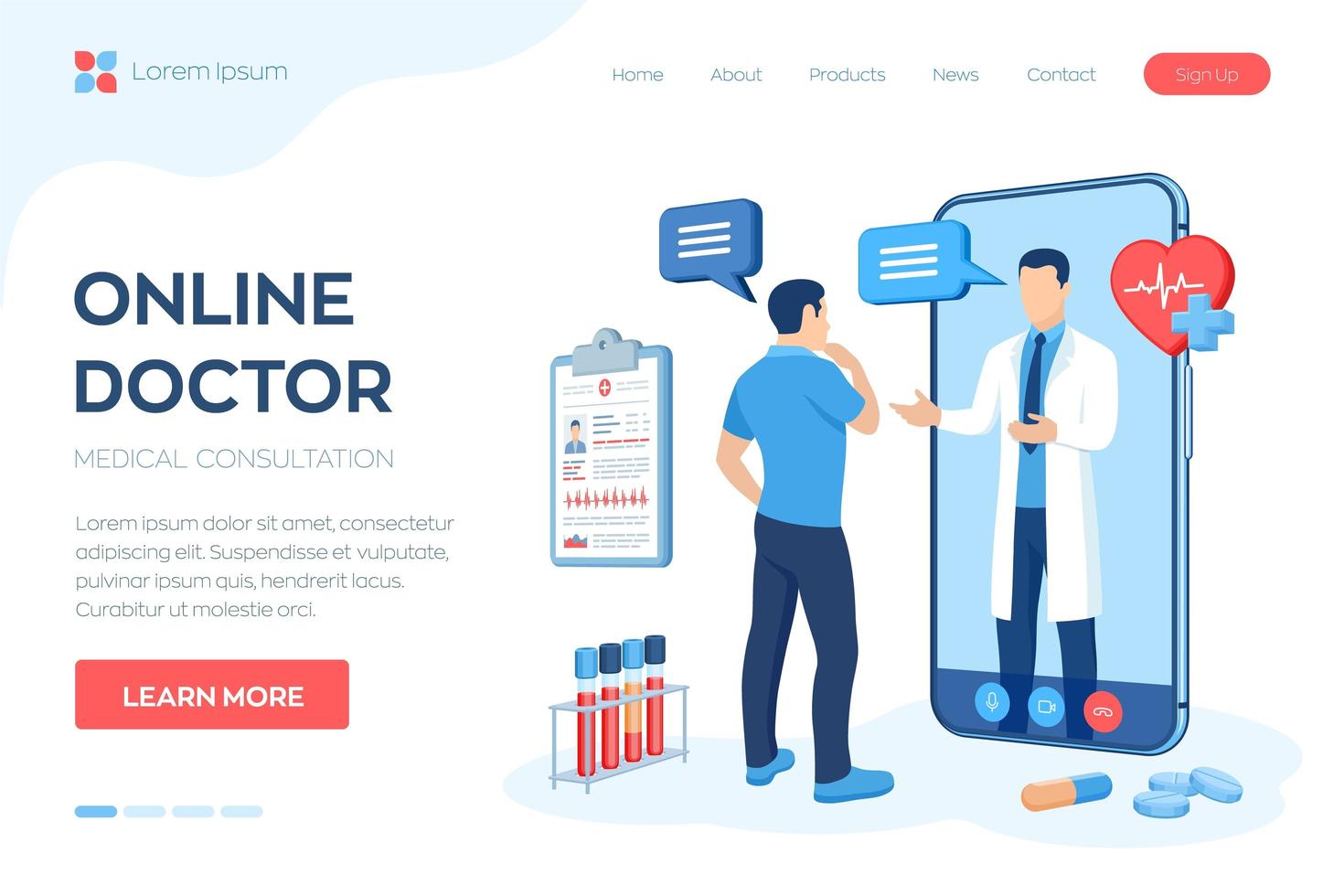 Online medical consultation and support services concept  vector