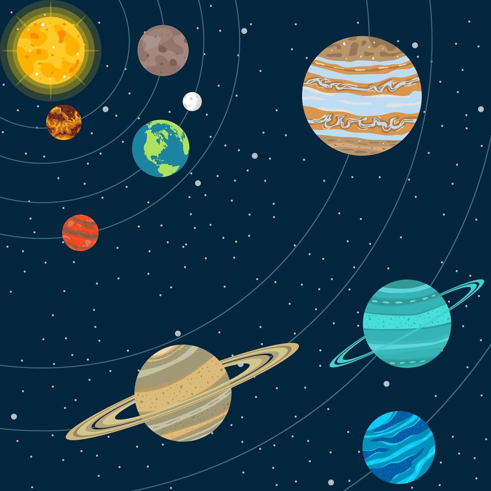 Solar system and stars vector