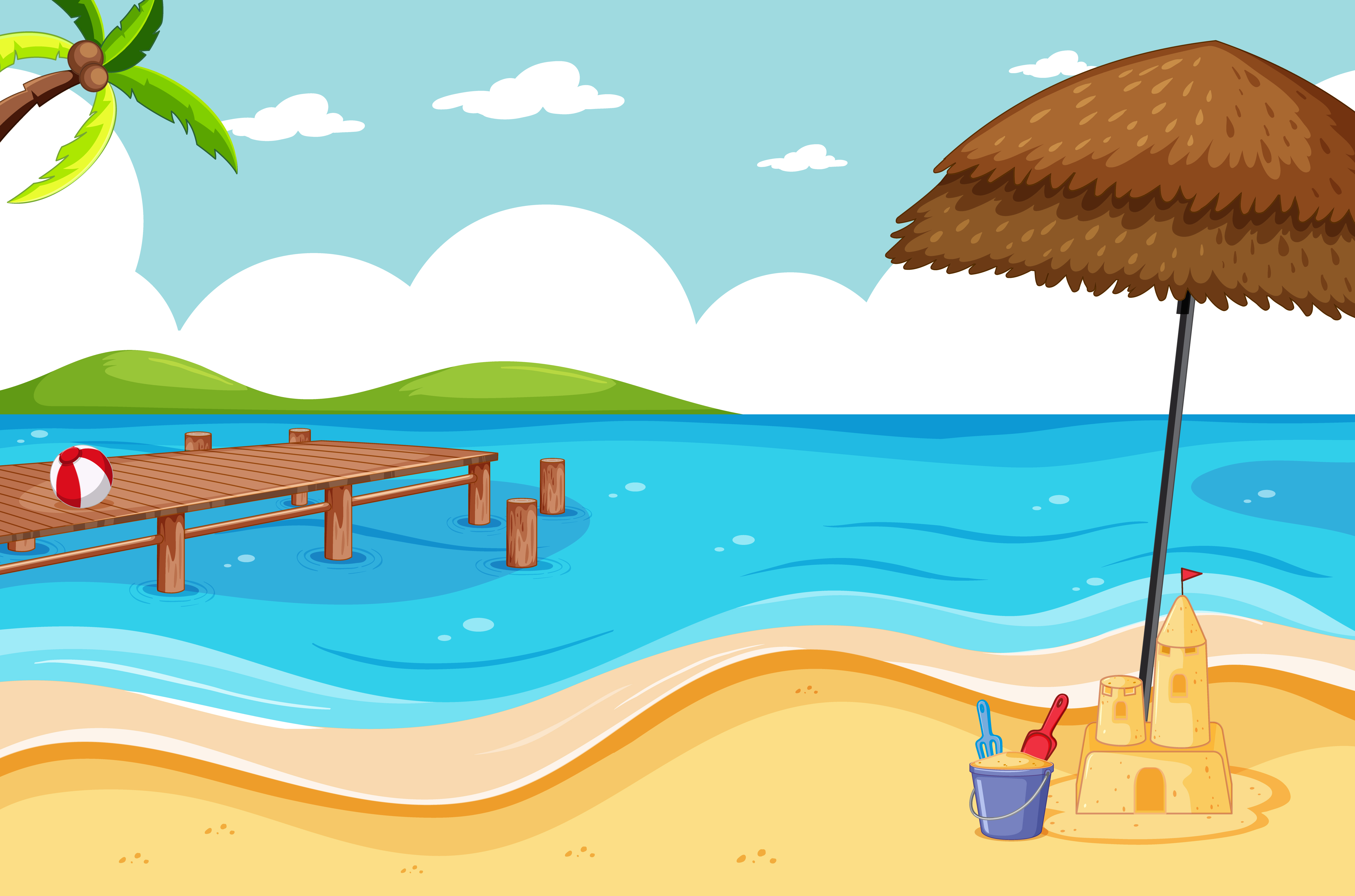 Tropical beach and sand beach 1268602 - Download Free Vectors, Clipart