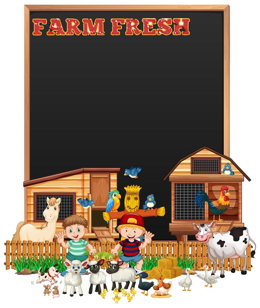 Wood frame with animals vector