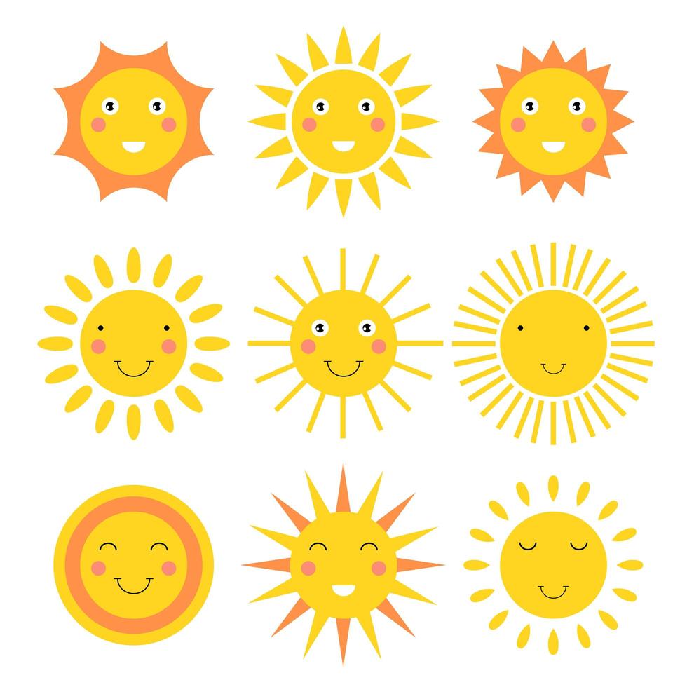 dibujos animados de sol sonriente vector