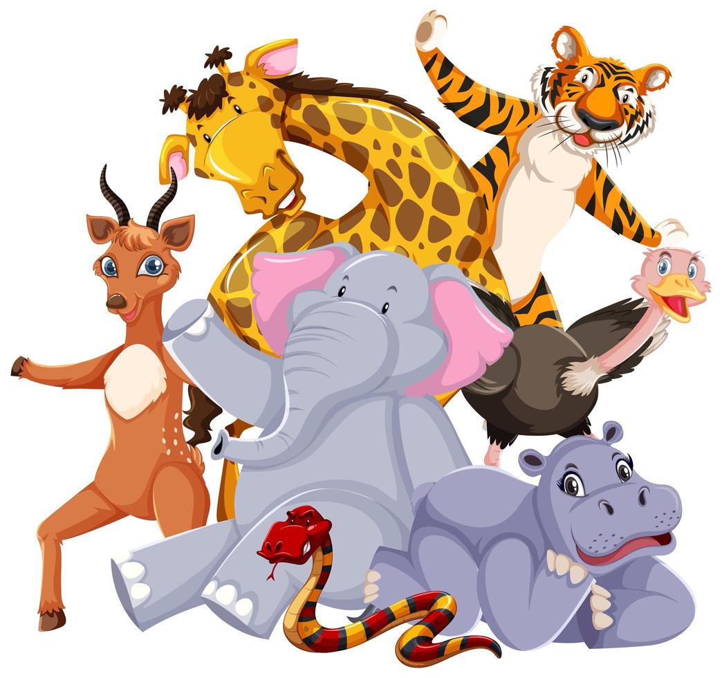 Group of wild animals grouped up  vector