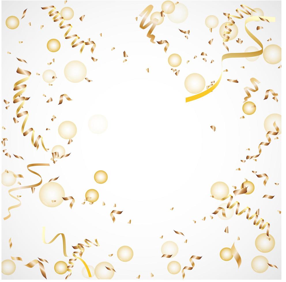 Festive, Gold and White Balloons and ribbons background vector