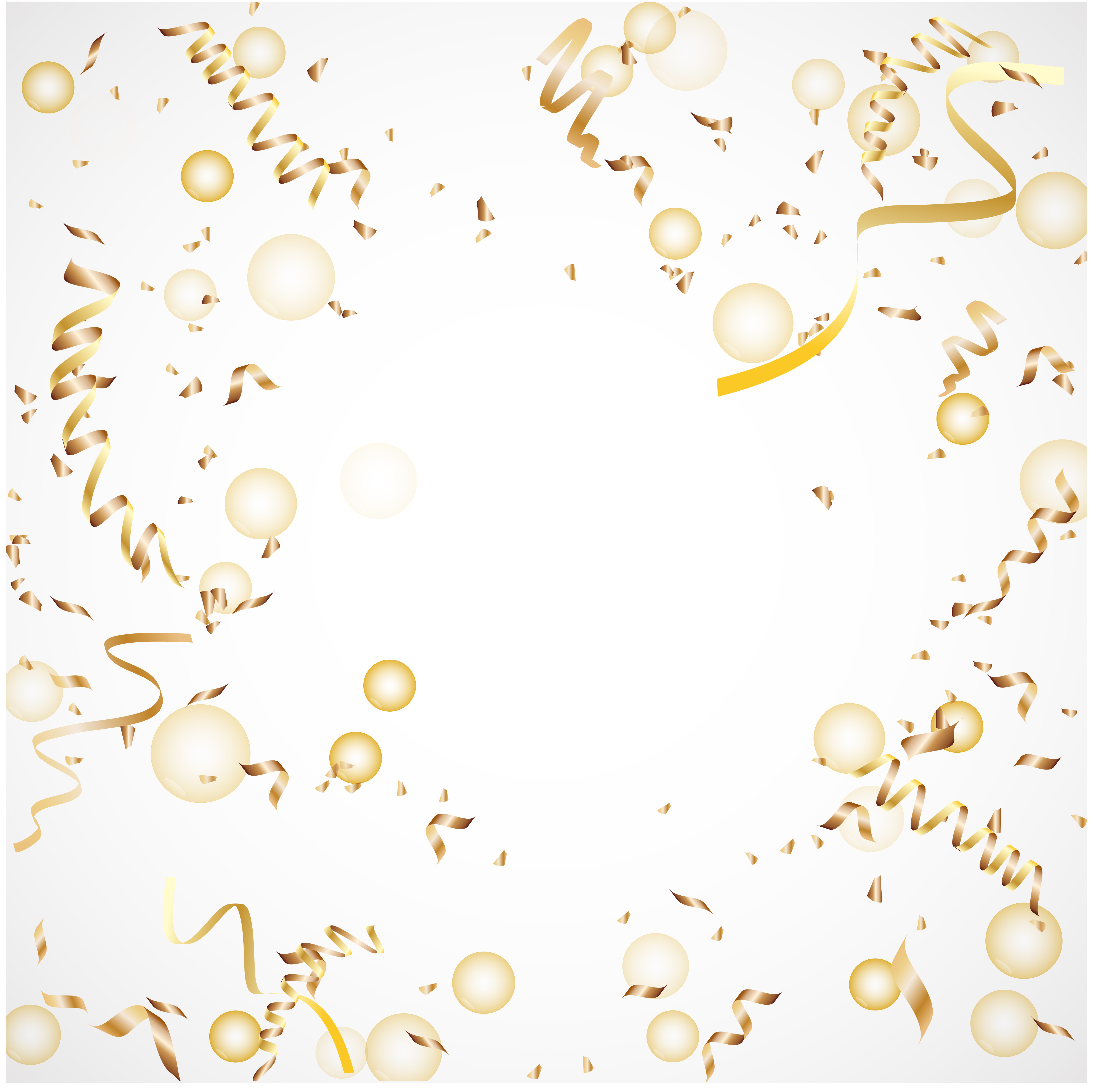Festive, Gold and White Balloons and ribbons background 1268676 Vector