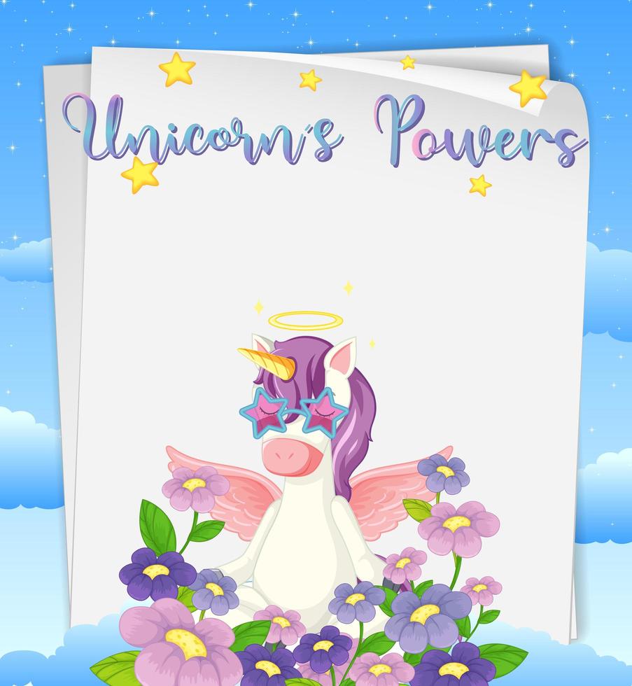 Blank paper with unicorns powers  vector