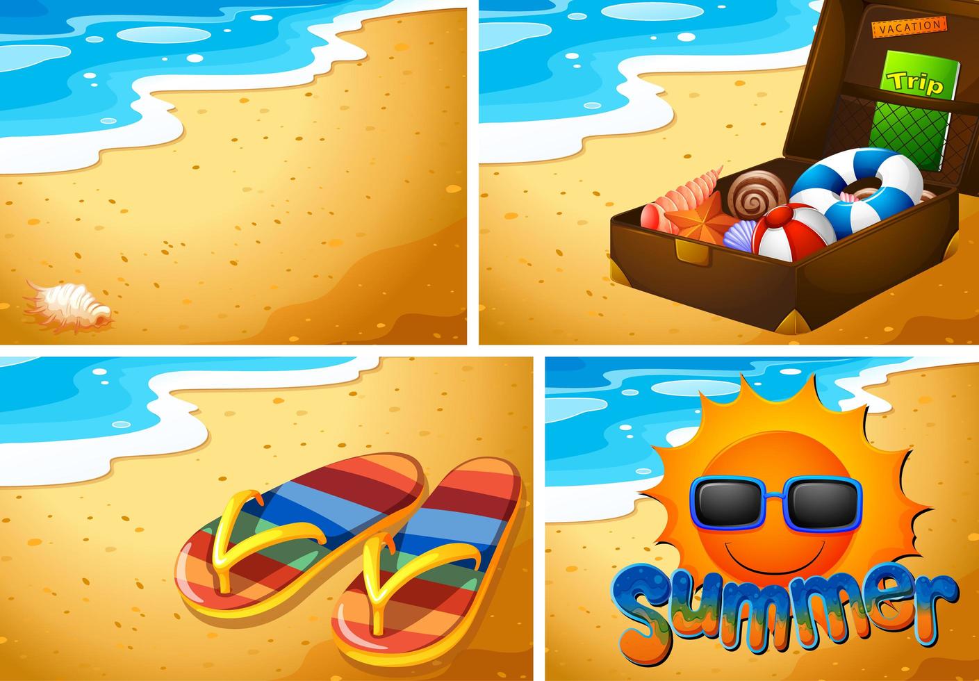 Set of sandy beach background vector