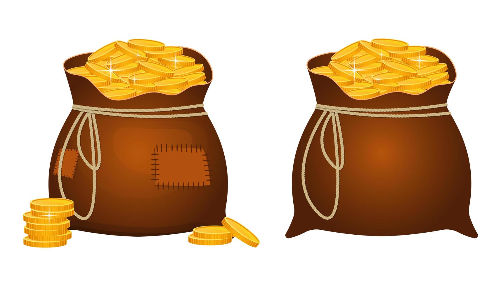 Big bags filled with golden coins  vector