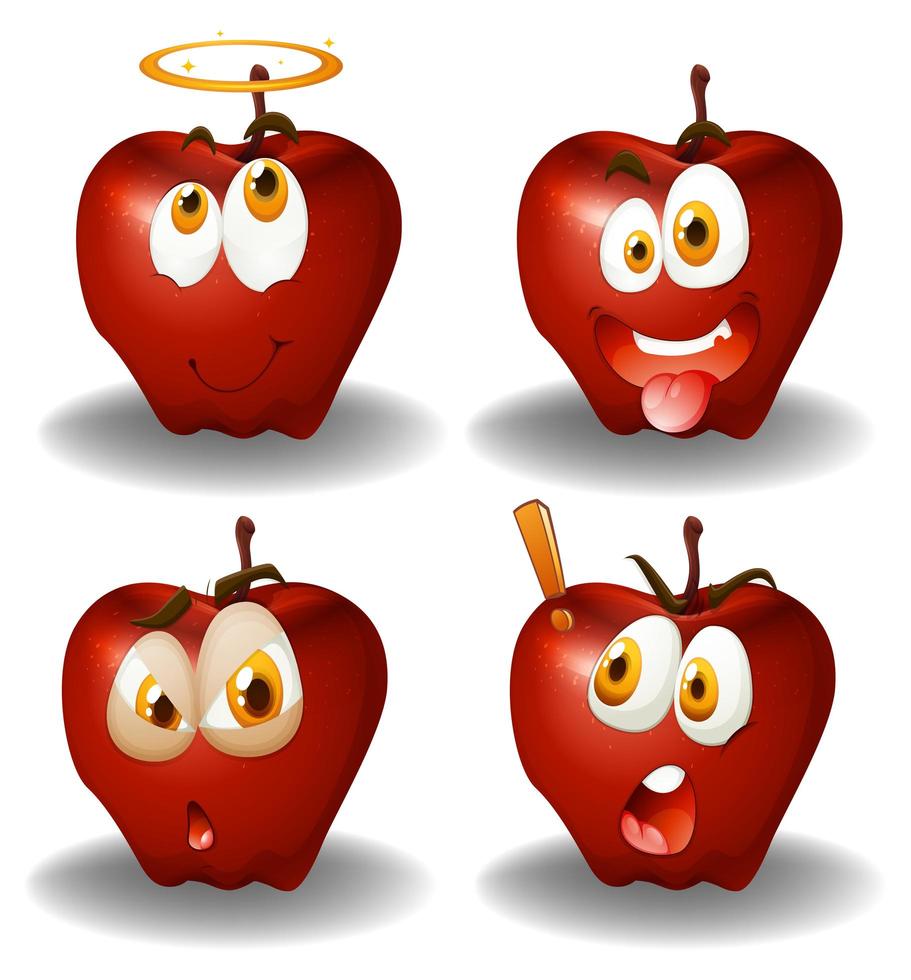 Facial expression on apples vector