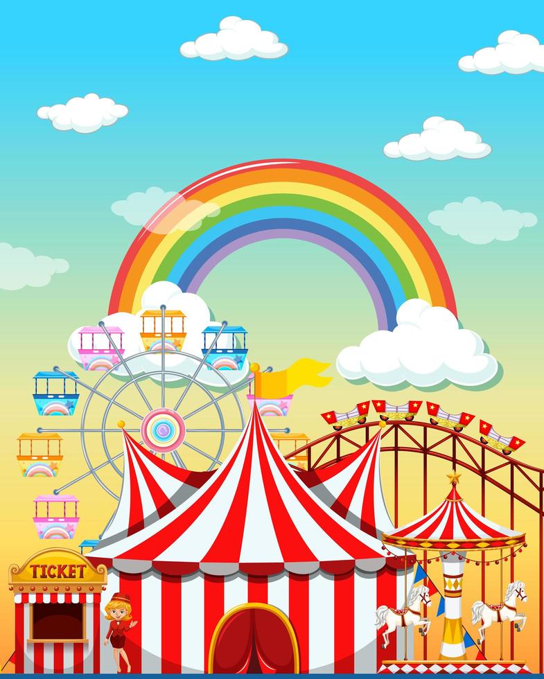 Amusement park scene  vector