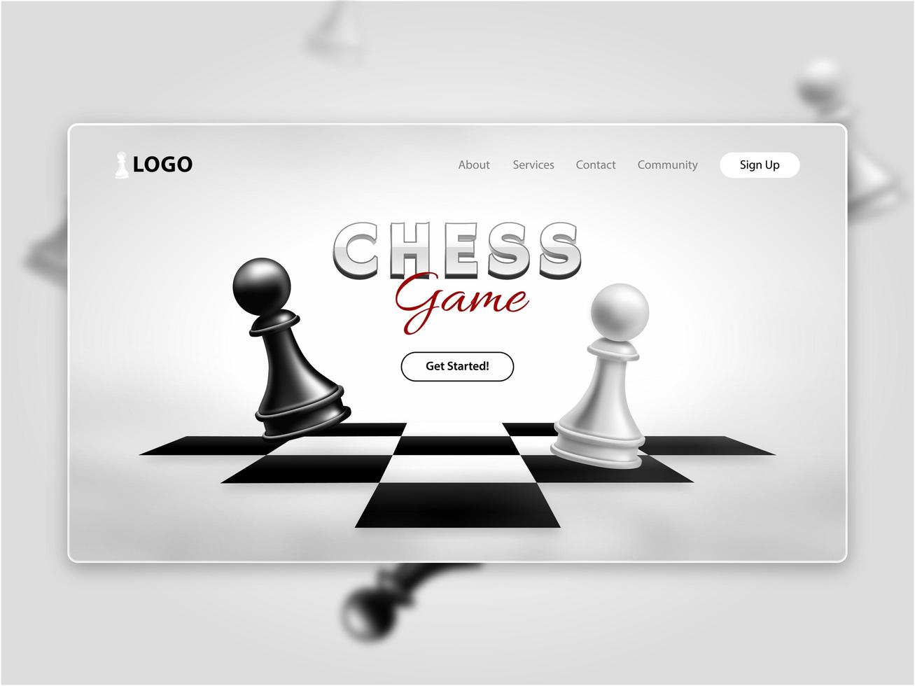 Realistic Chess Game Landing Page vector