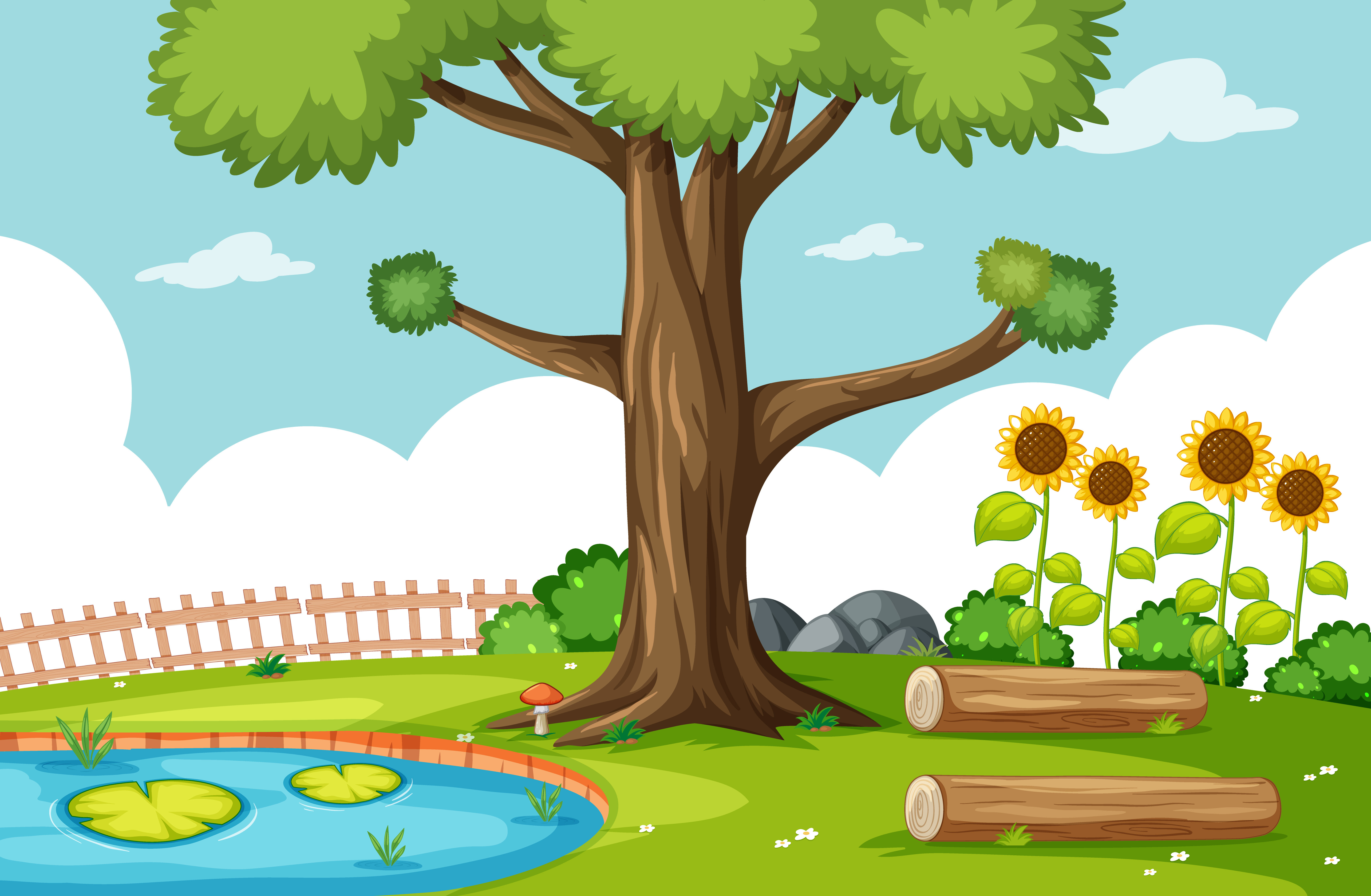 Nature park scene with swamp 1268807 Vector Art at Vecteezy