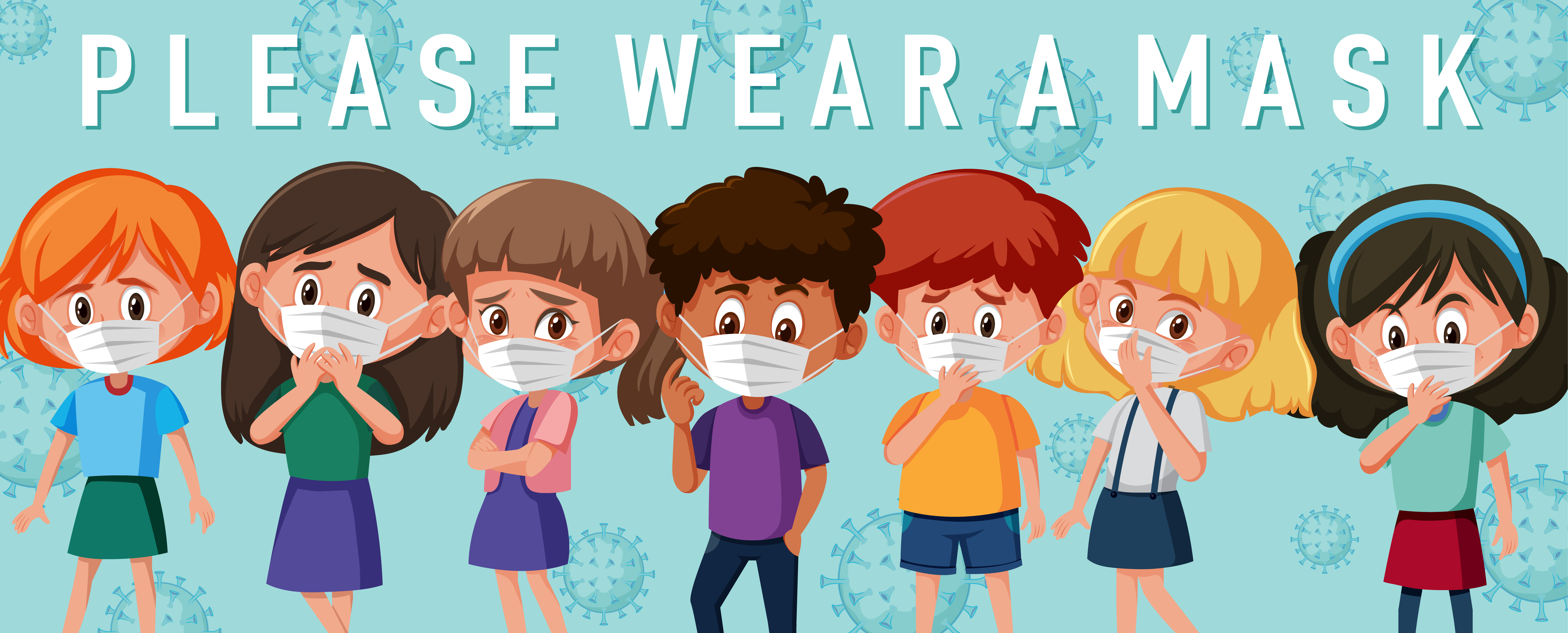 Download Kids wearing mask template - Download Free Vectors ...