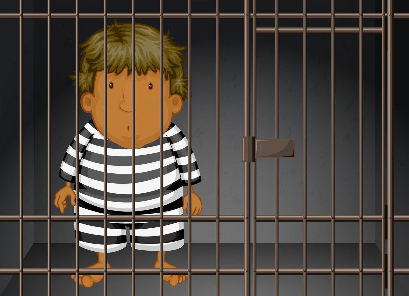 Prisoner being locked in the prison vector