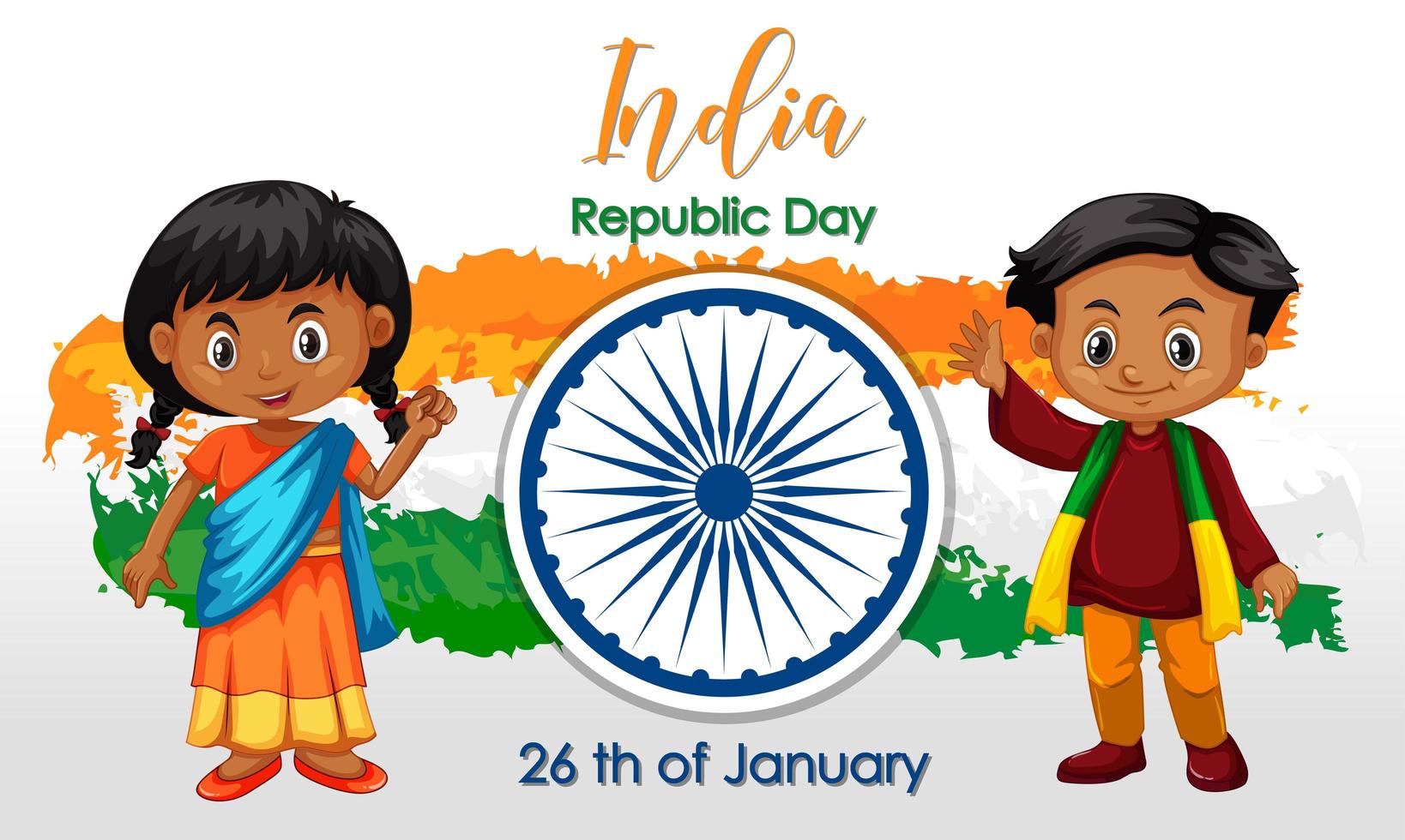 India Holiday with happy kids vector