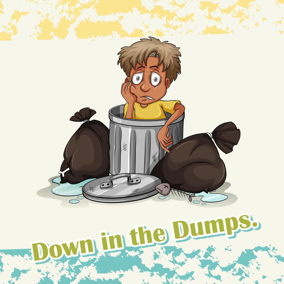 Idiom down in the dumps vector