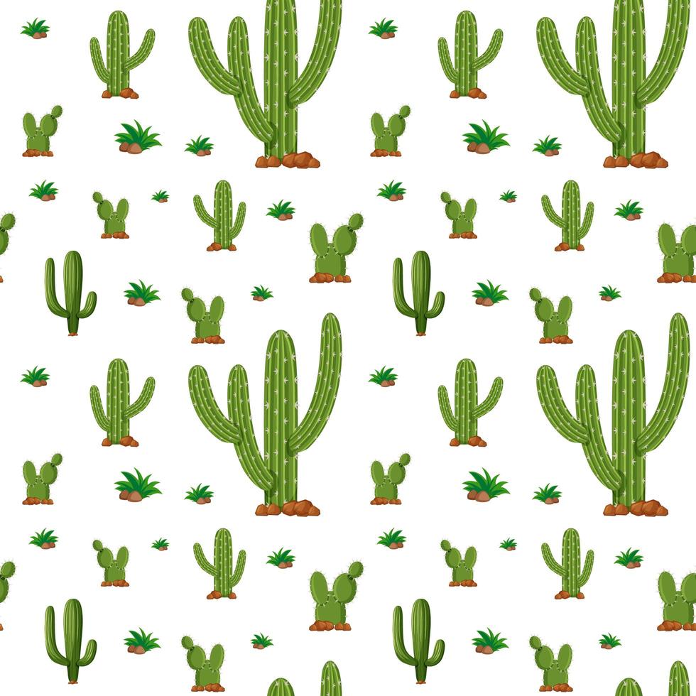 Seamless background with cactus plants vector