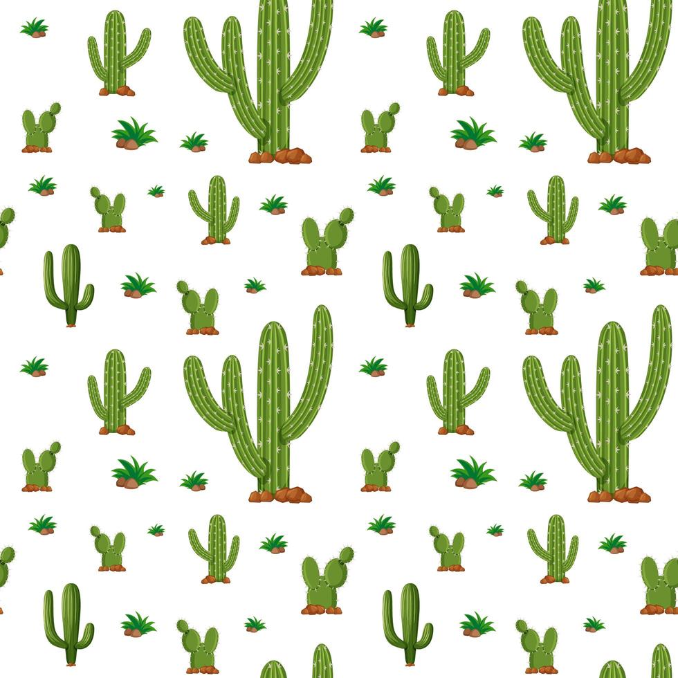 Seamless background with cactus plants vector