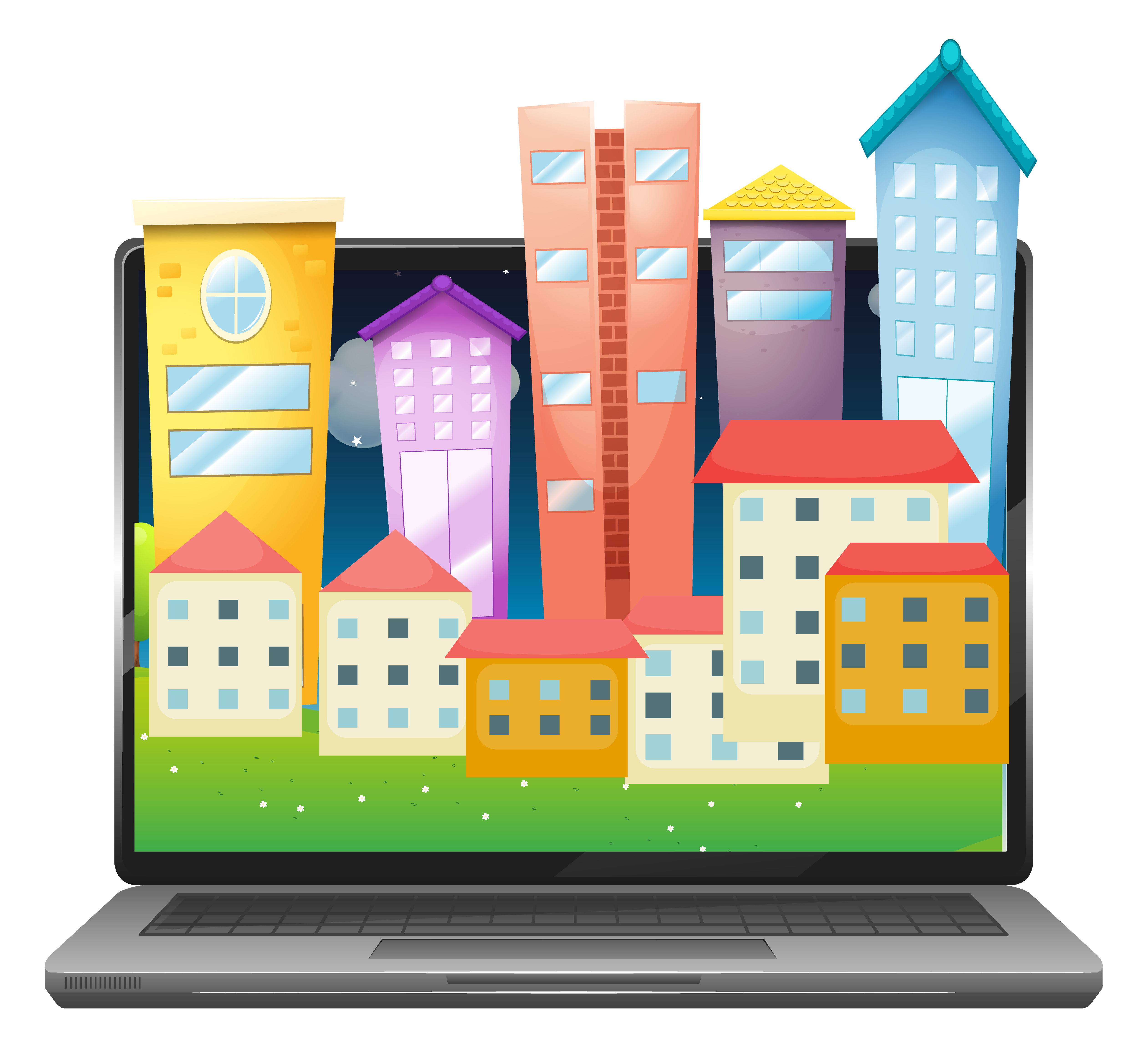 Urban City On Computer Screen Desktop Vector Art At Vecteezy Urban City On Computer Screen Desktop Vector Art At Vecteezy