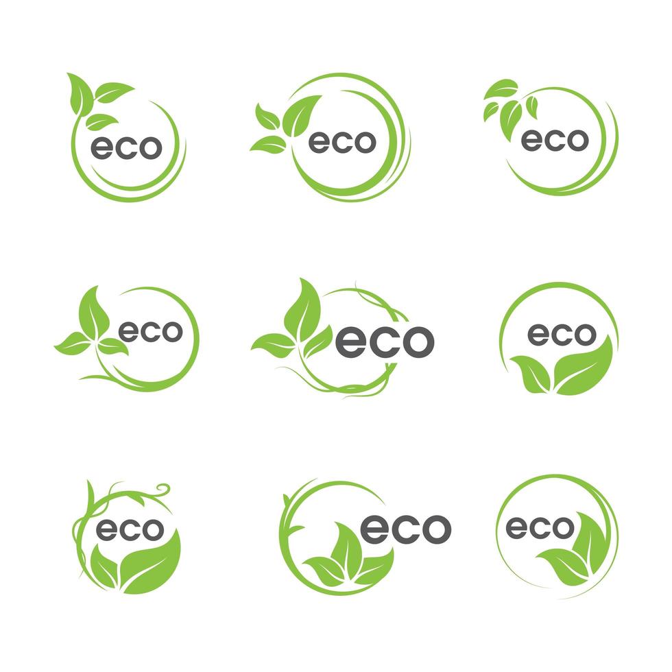 Eco circular green leaf icon collection  vector