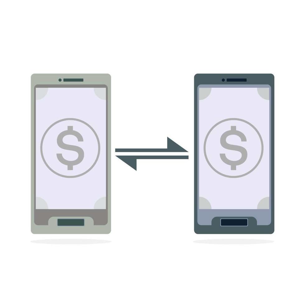 Money Transfer Between Smart phones vector