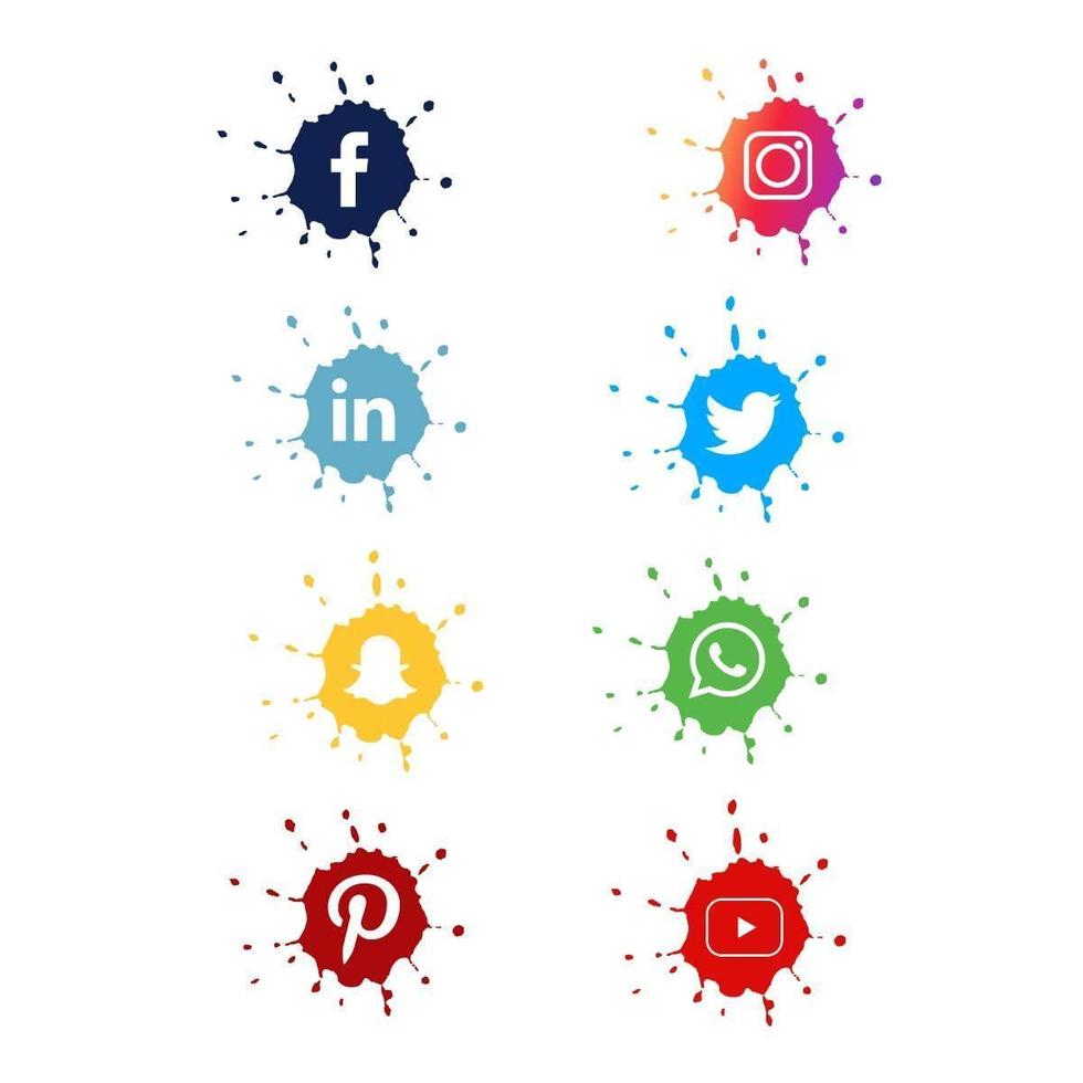 splash conjunto de iconos de redes sociales vector