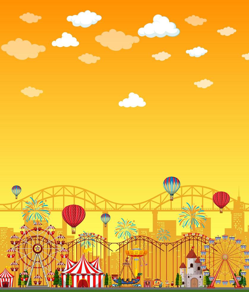 Amusement park scene  vector