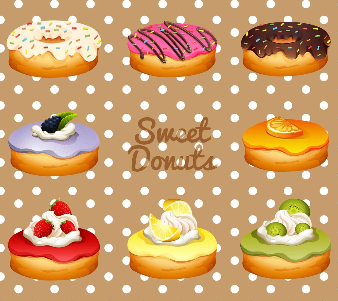 diferente sabor de donas vector