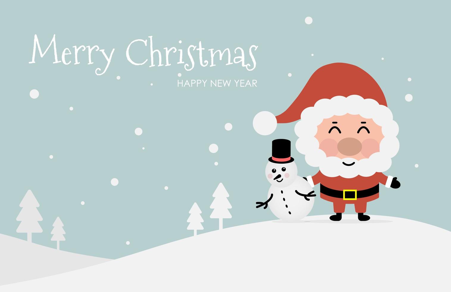 Christmas design with Santa Claus and snowman vector