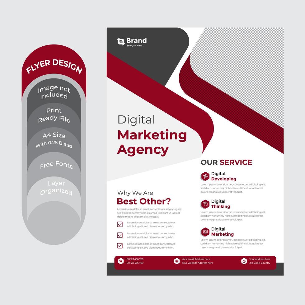 Red, white and gray flyer design vector