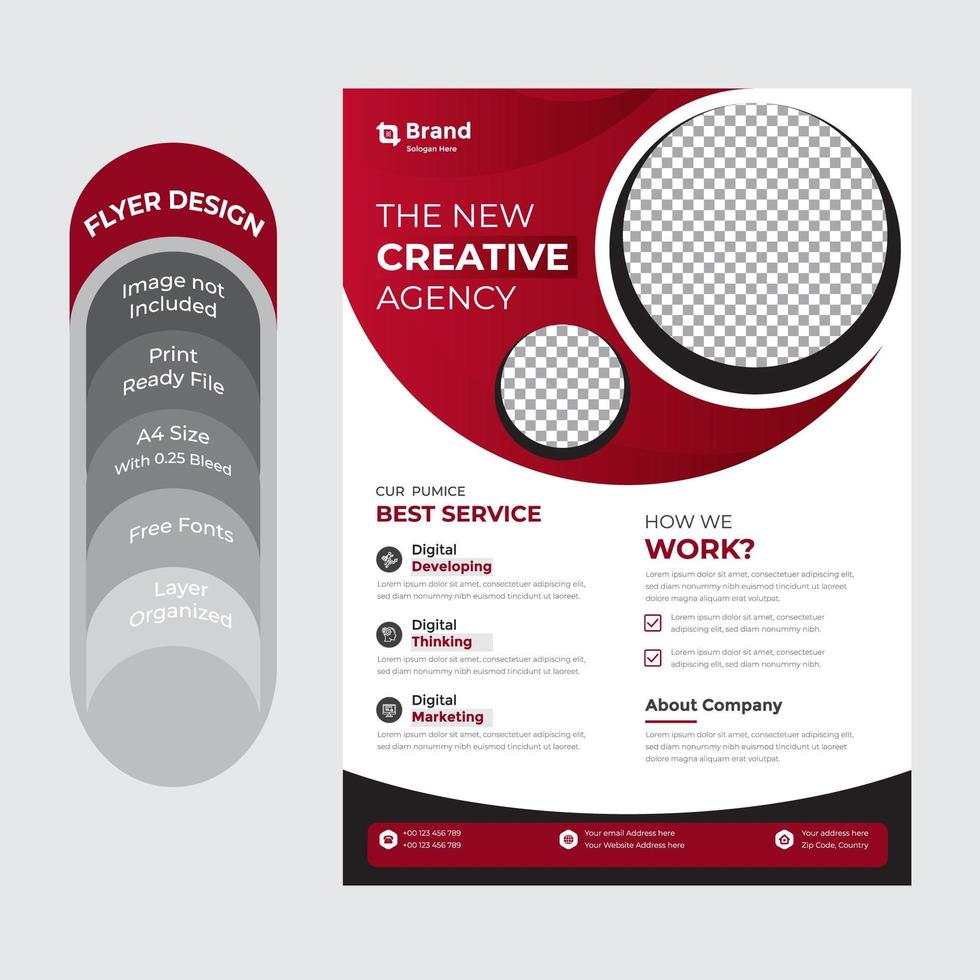 folleto de negocios corporativos circular rojo y blanco vector