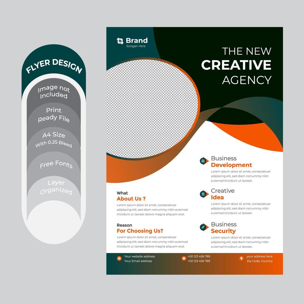 Blue orange gradient business flyer vector