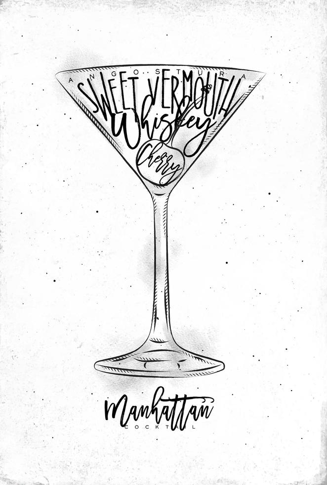 Manhattan cocktail white poster vector