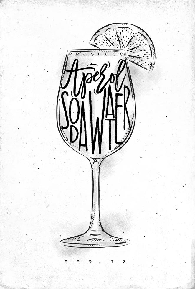 Spritz cocktail white poster vector