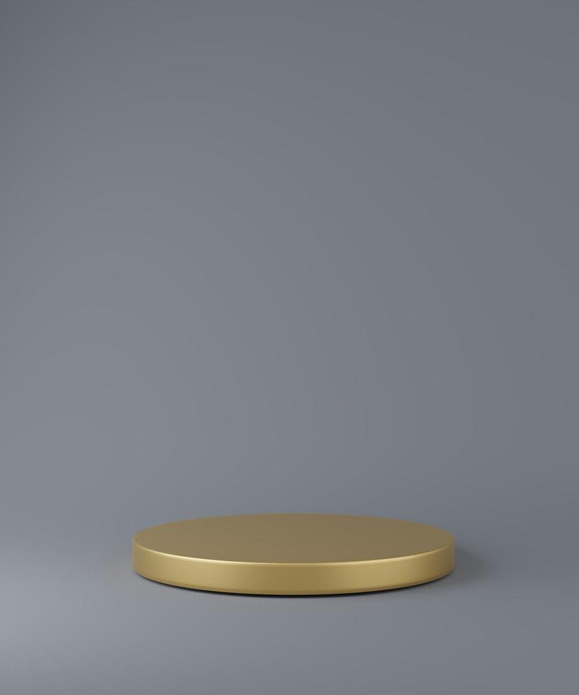 Gold cylinder podium on gray background photo