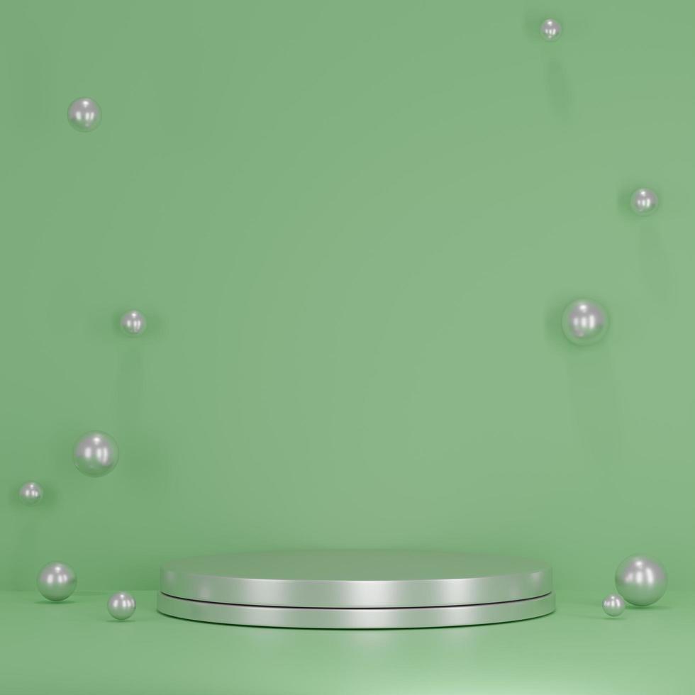 3D rendered scene with silver cylinder podium photo