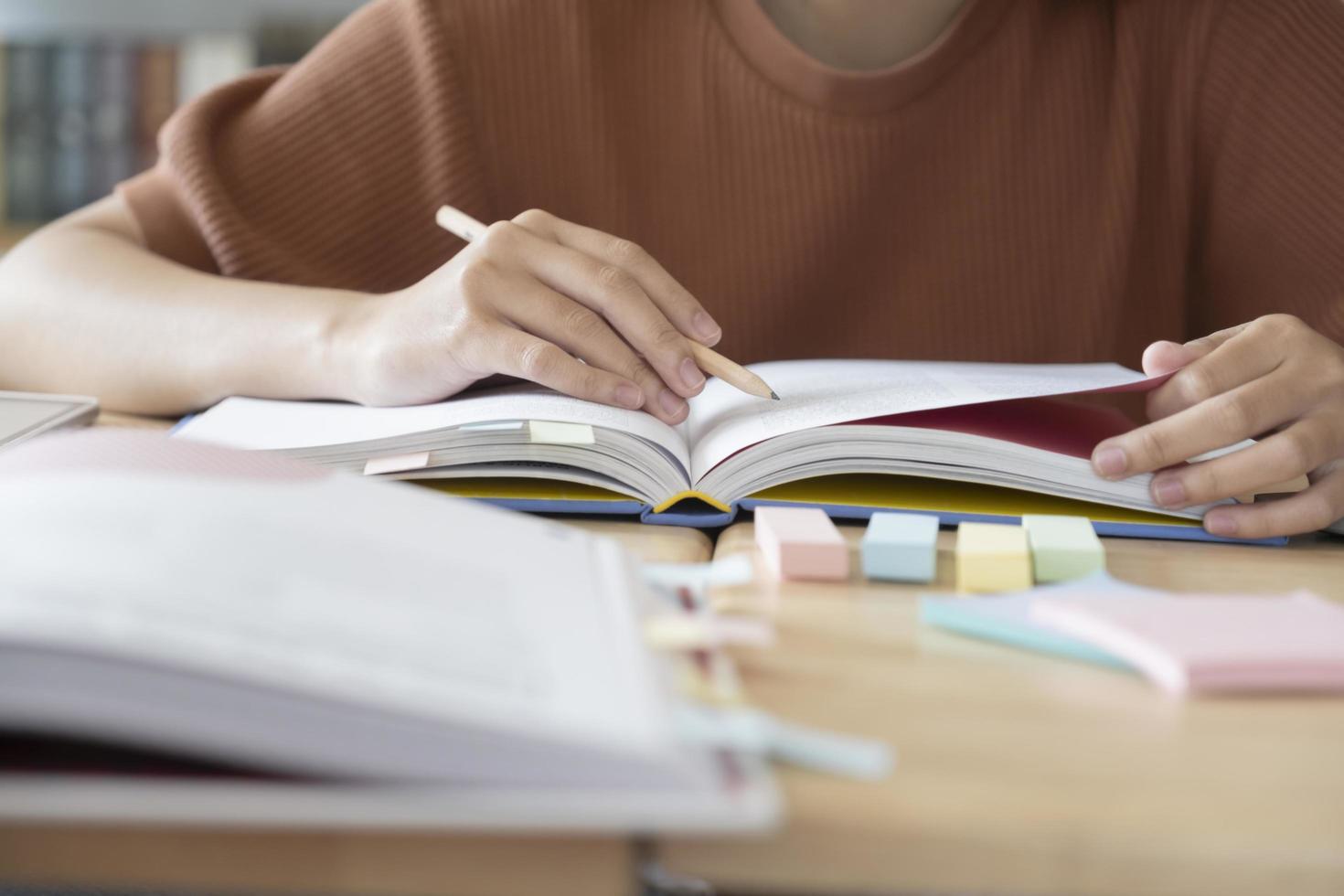 Close-up of student studying photo