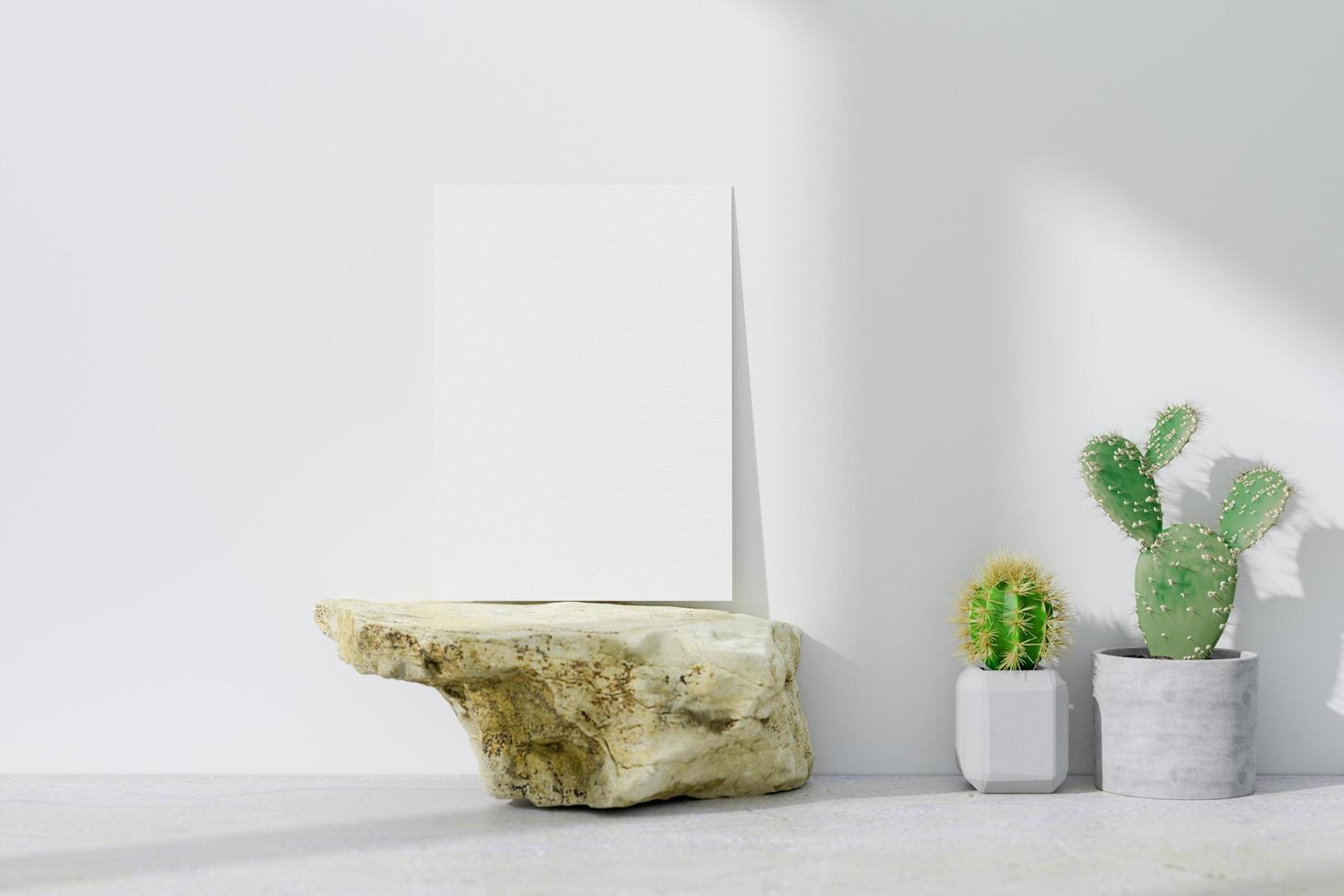 Greeting card mockup on a rock photo